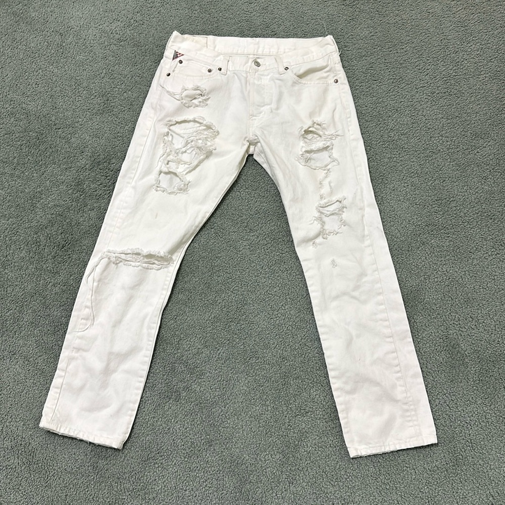 Denim & Supply Ralph Lauren White Distressed Slim Jeans